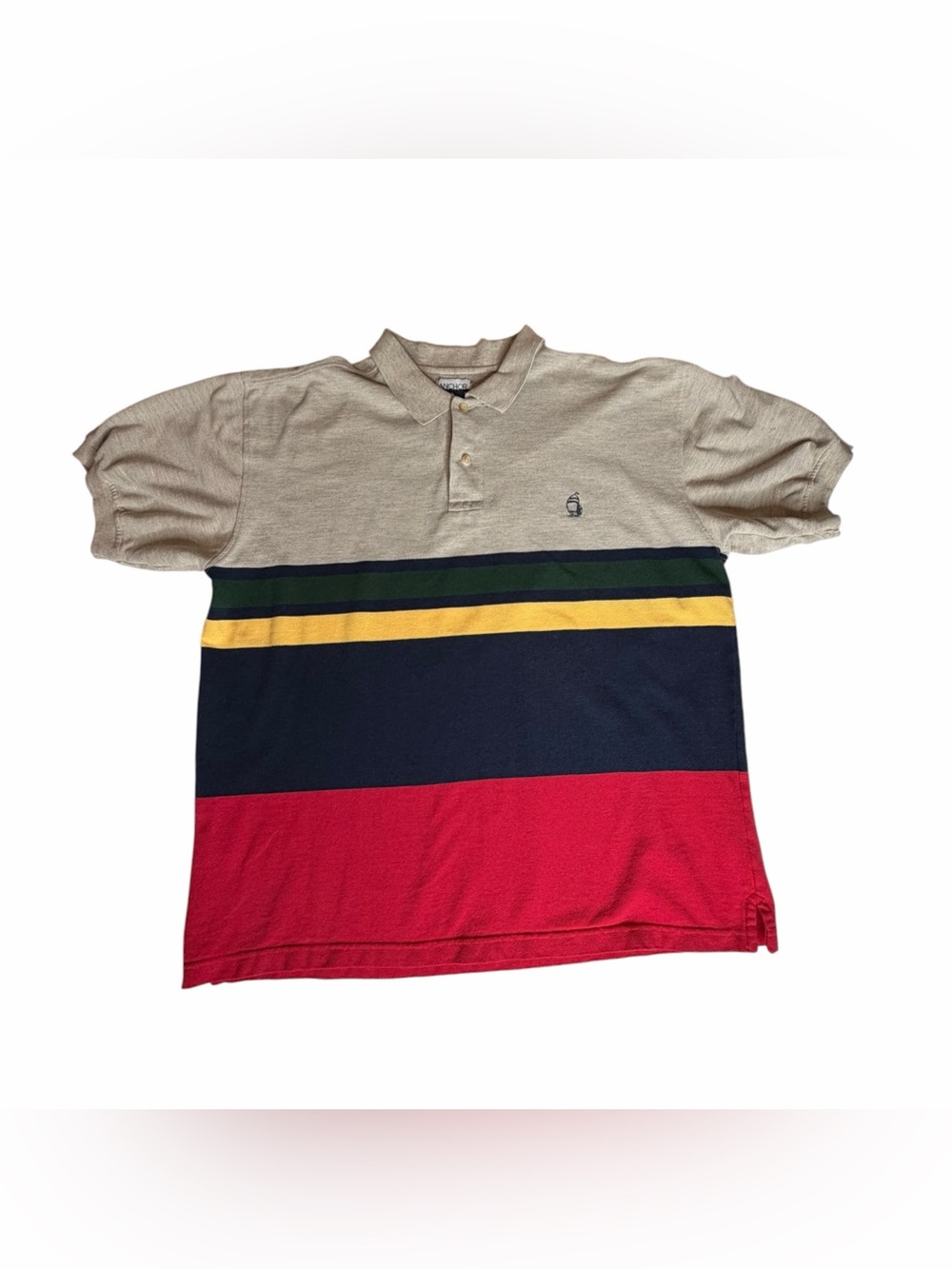 Anchor Bay 90s Y2K Vtg Colorblock Striped Short Sleeve Polo Sz L
